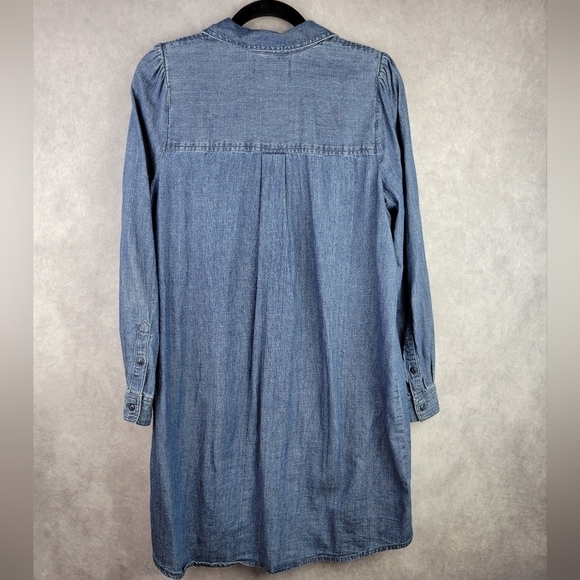 Madewell Dress Small Chambray Denim Blue Long Sleeve Button Front Collared Solid - Picture 3 of 11